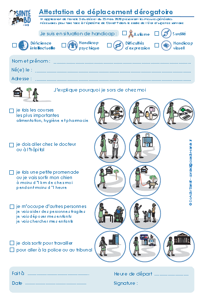 Assouplissement des conditions de sortie pour les personnes handicapées confinées avec des supports et outils utiles 